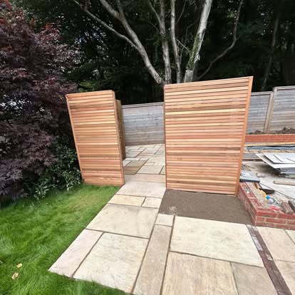 Paving and timber screens