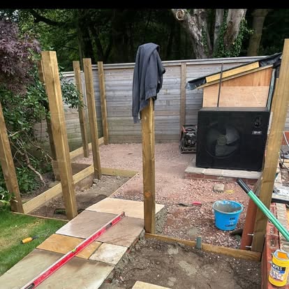 Paving and timber work in progress